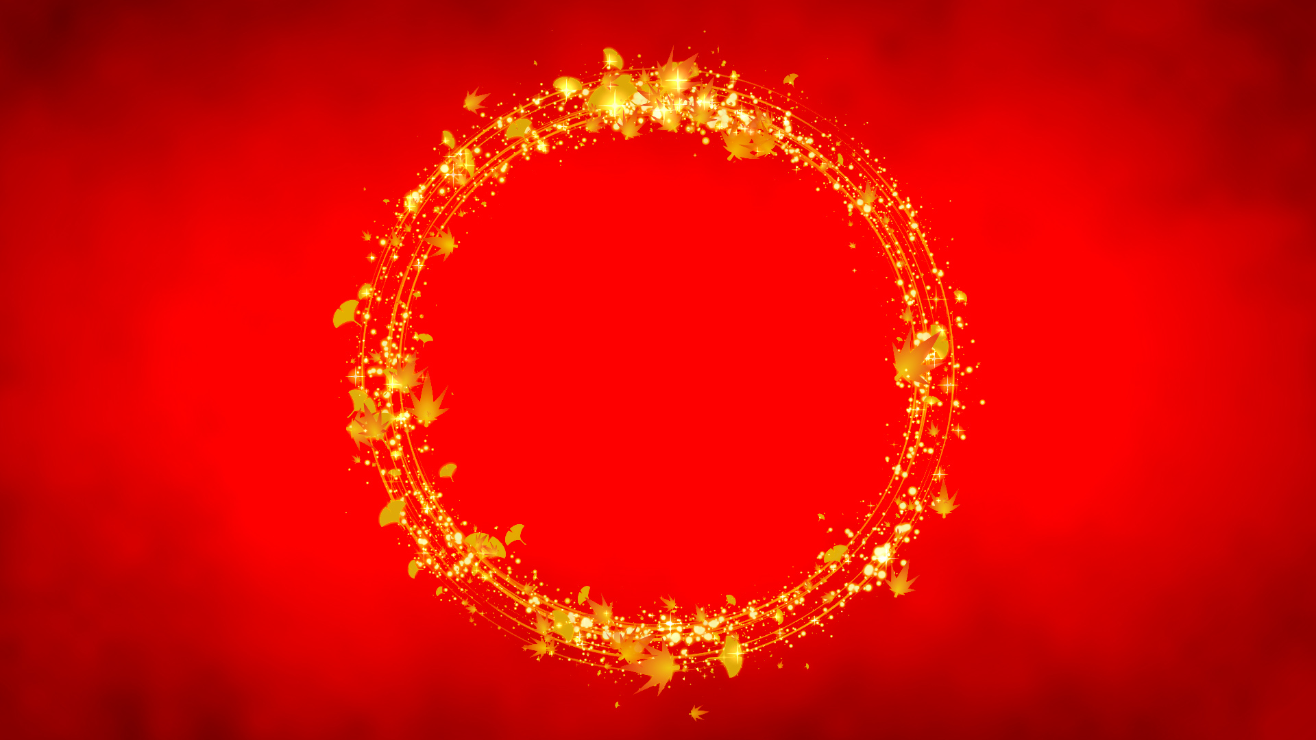 丸く光る秋の紅葉-赤バック