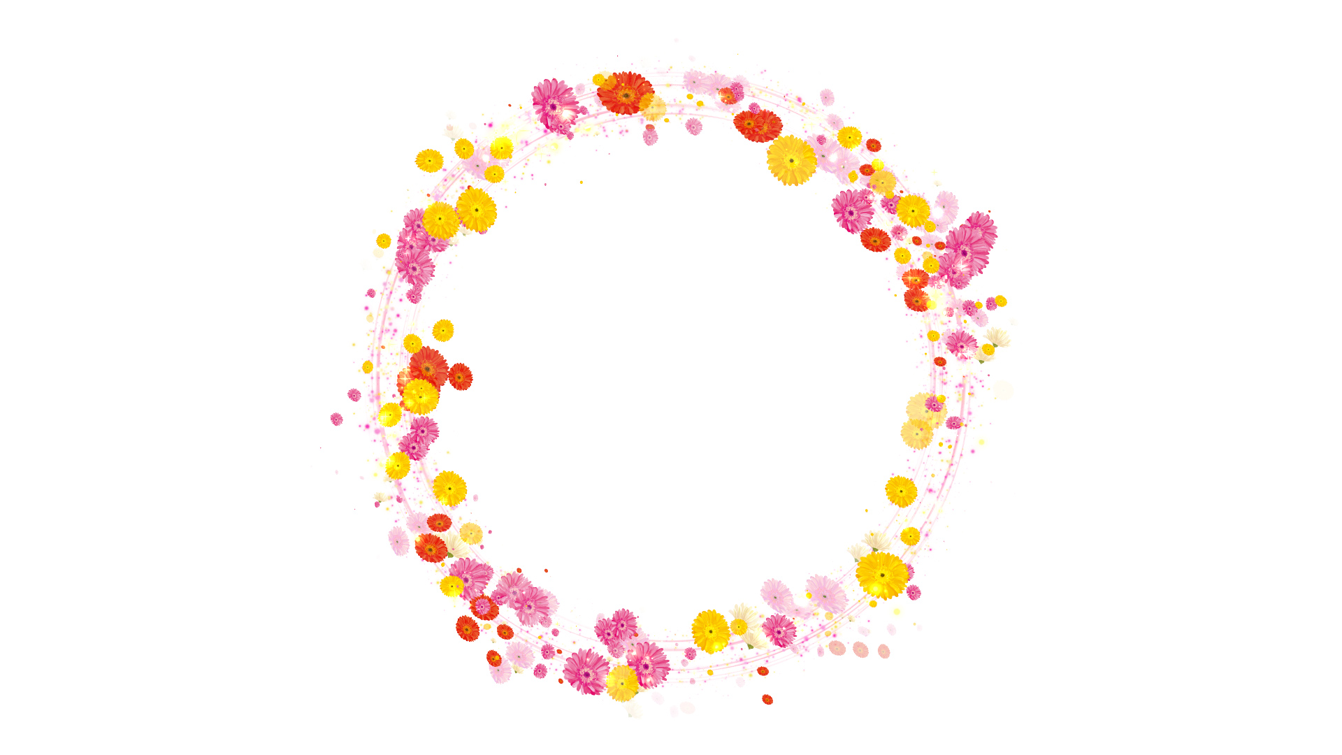 光るガーベラのリース-白い背景