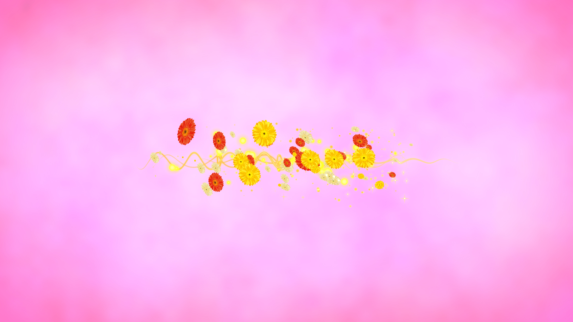 黄色いガーベラ（文字用）-ピンクの背景