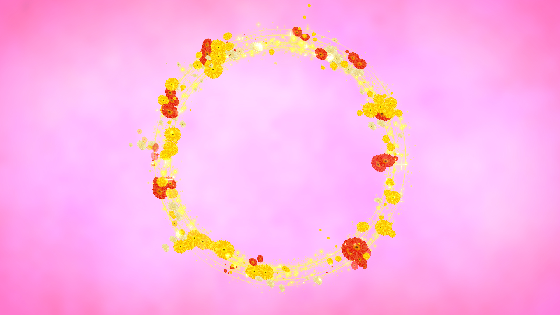 光る黄色いガーベラのリース-青い背景