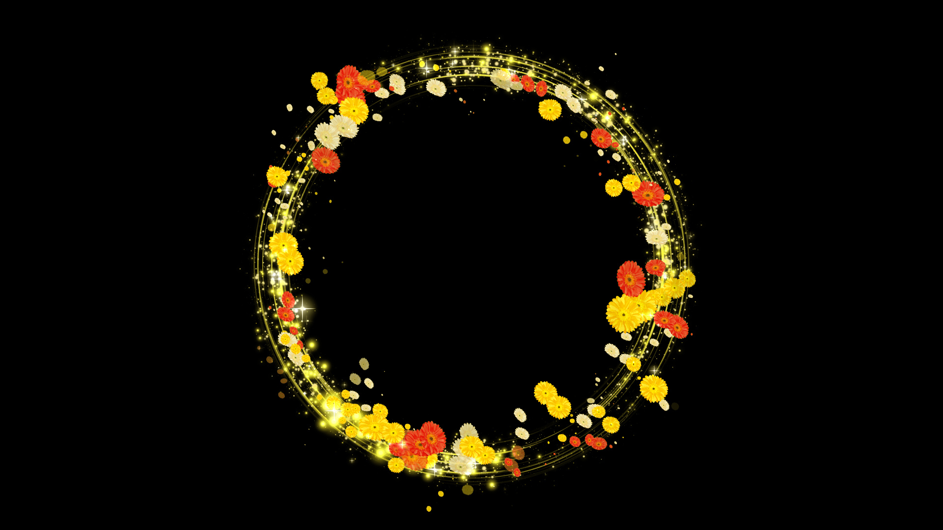 光る黄色いガーベラのリース