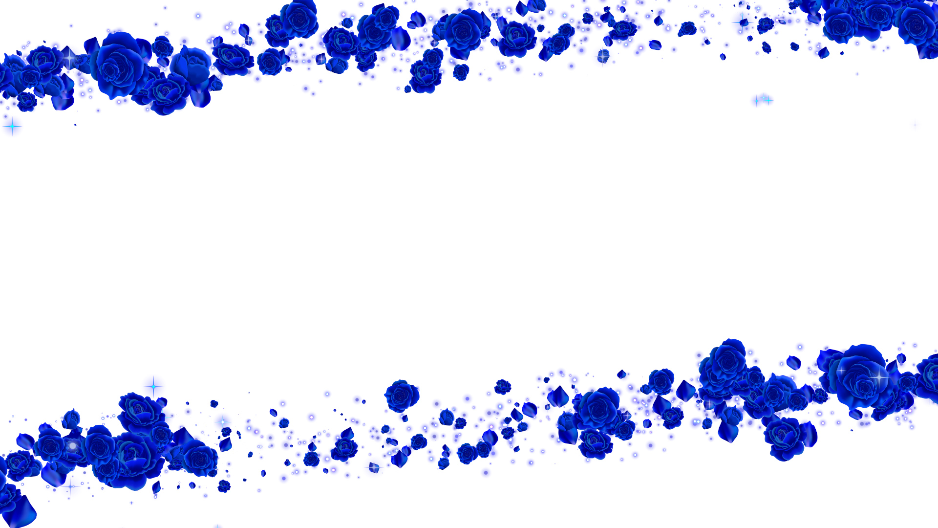 春の青いバラ（フレーム）-白い背景