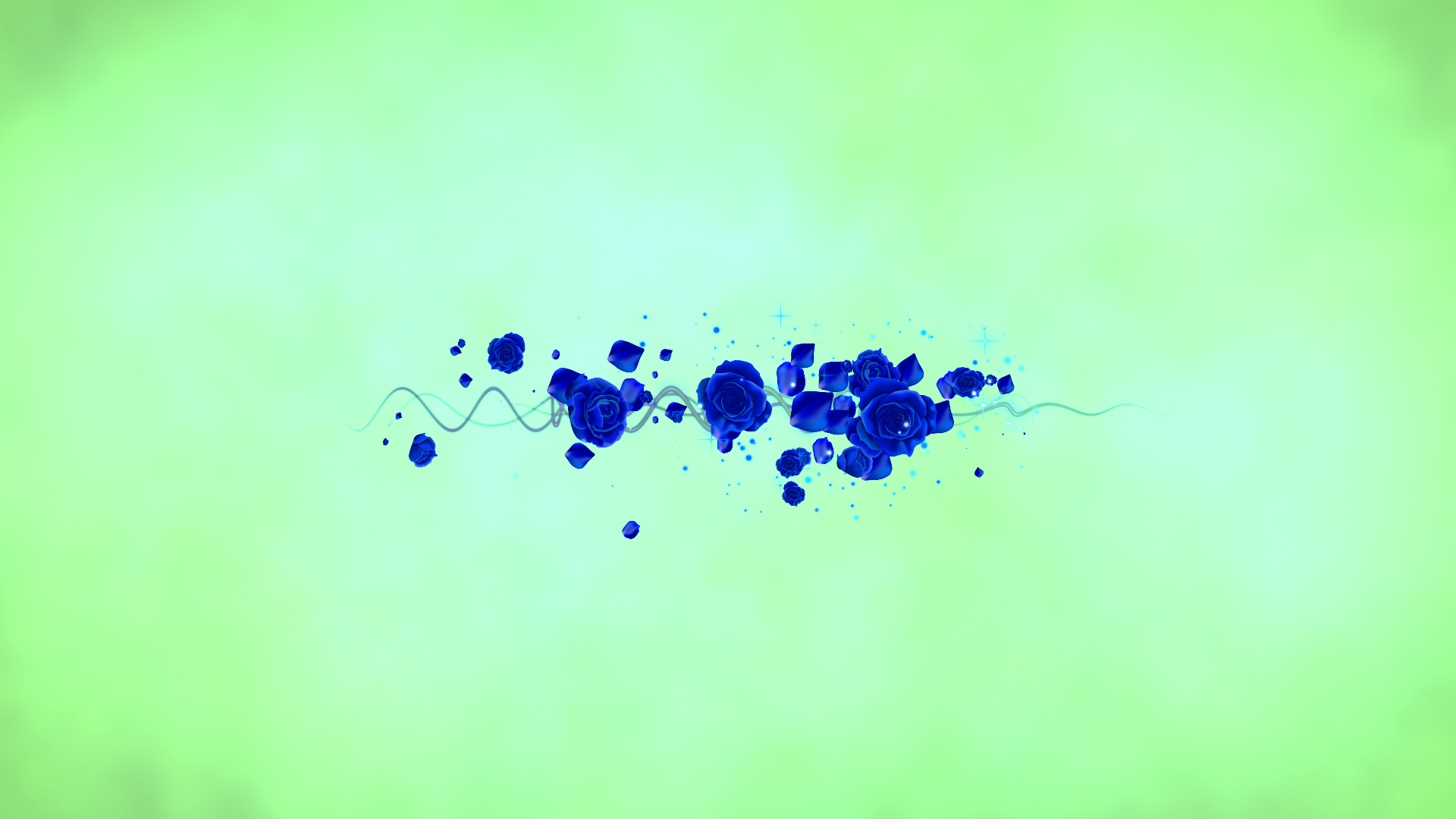 春の青いバラ（文字用）-緑の背景