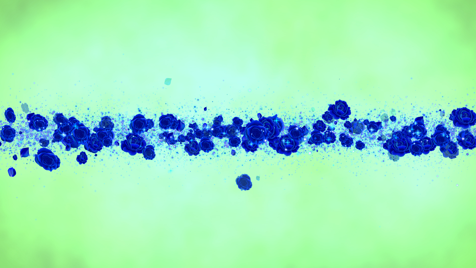 春の青いバラ タイトル用-緑の背景に合成