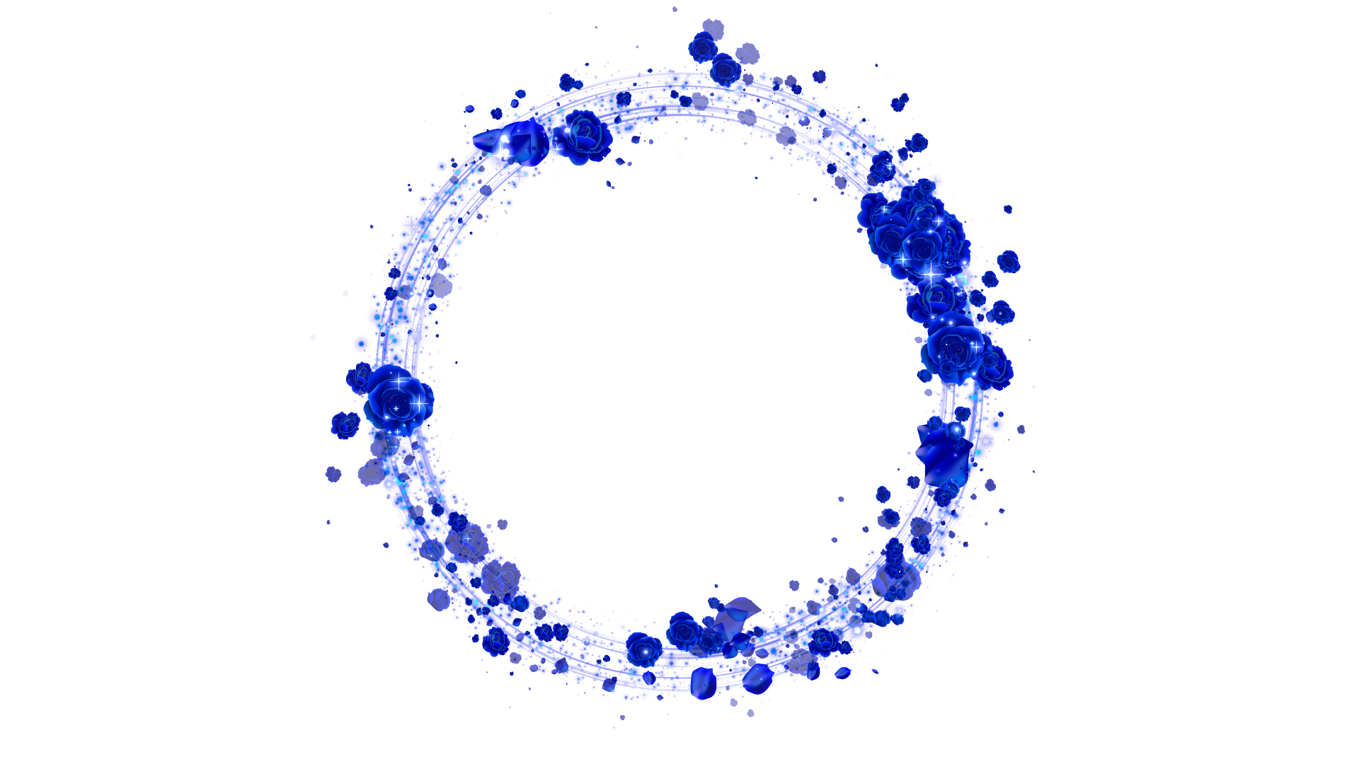 青いバラのリース（春）- 白い背景に合成