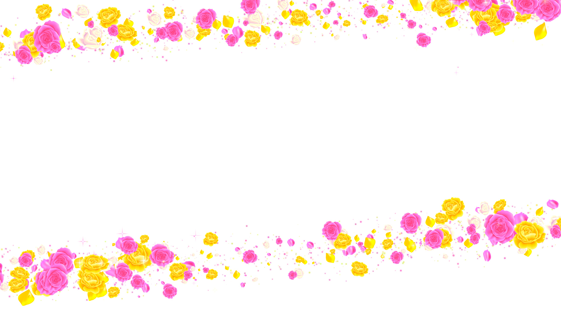 春 カラフルなバラ（フレーム）-白い背景