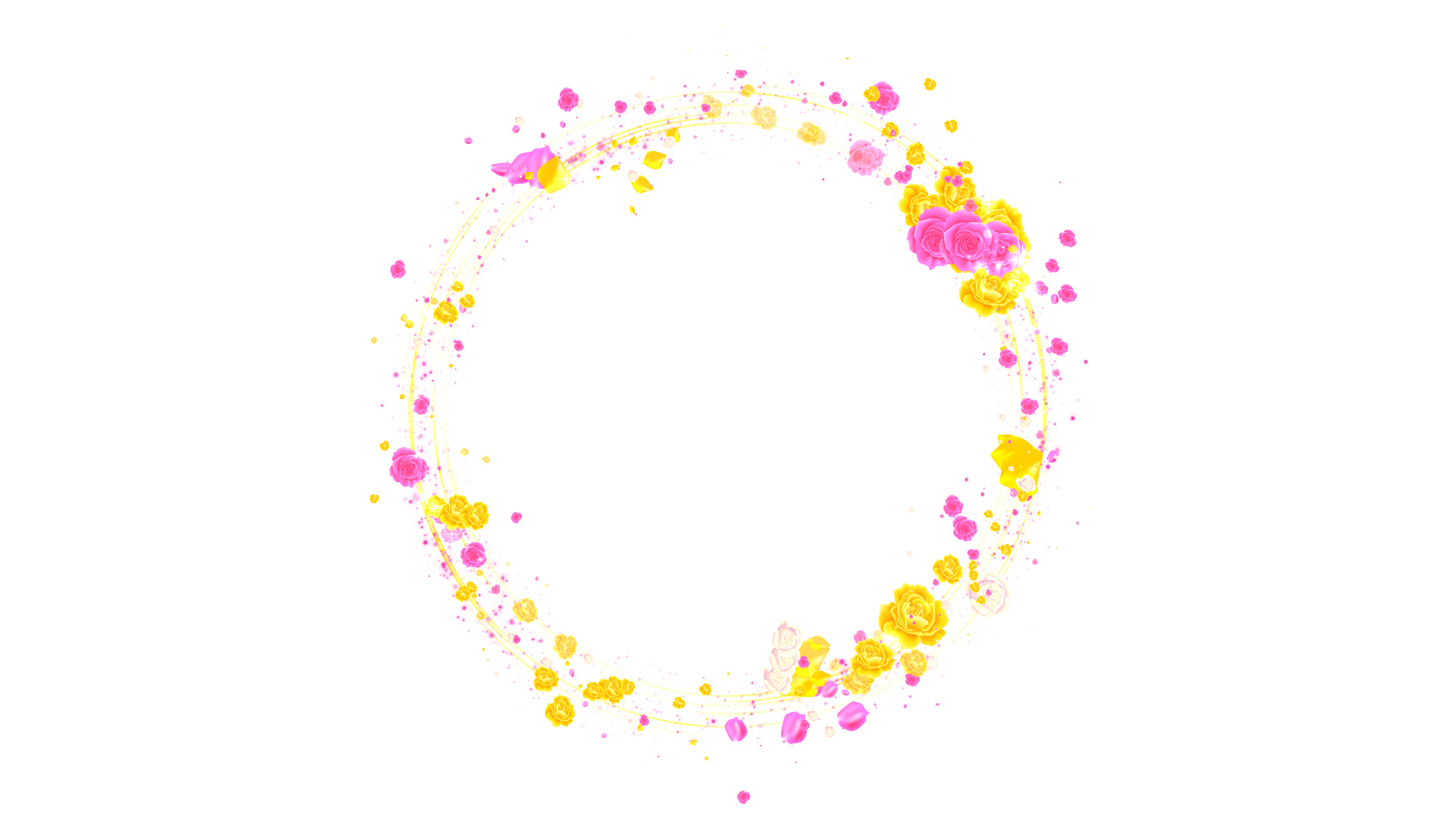 カラフルなバラのリース（春）- 白い背景に合成