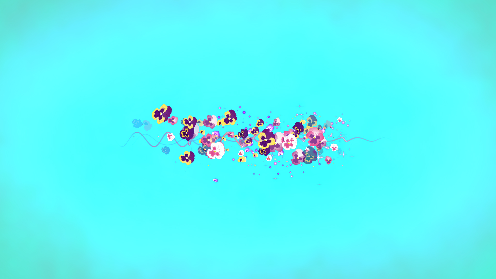 春のパンジー（文字用）-水色の背景