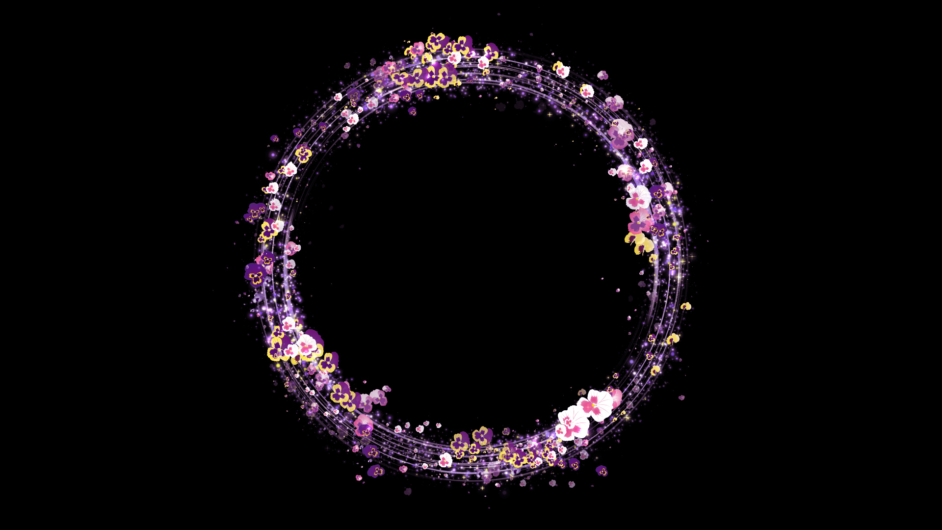 光る春のパンジーのリース