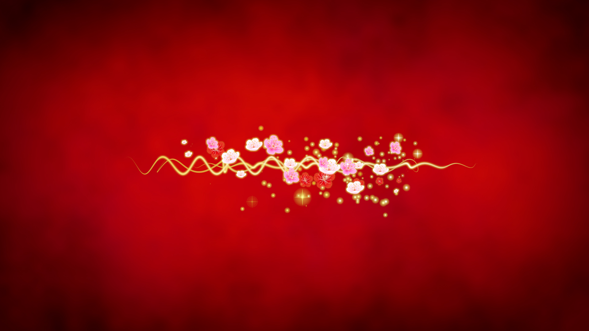 春の梅（文字用）-赤い背景