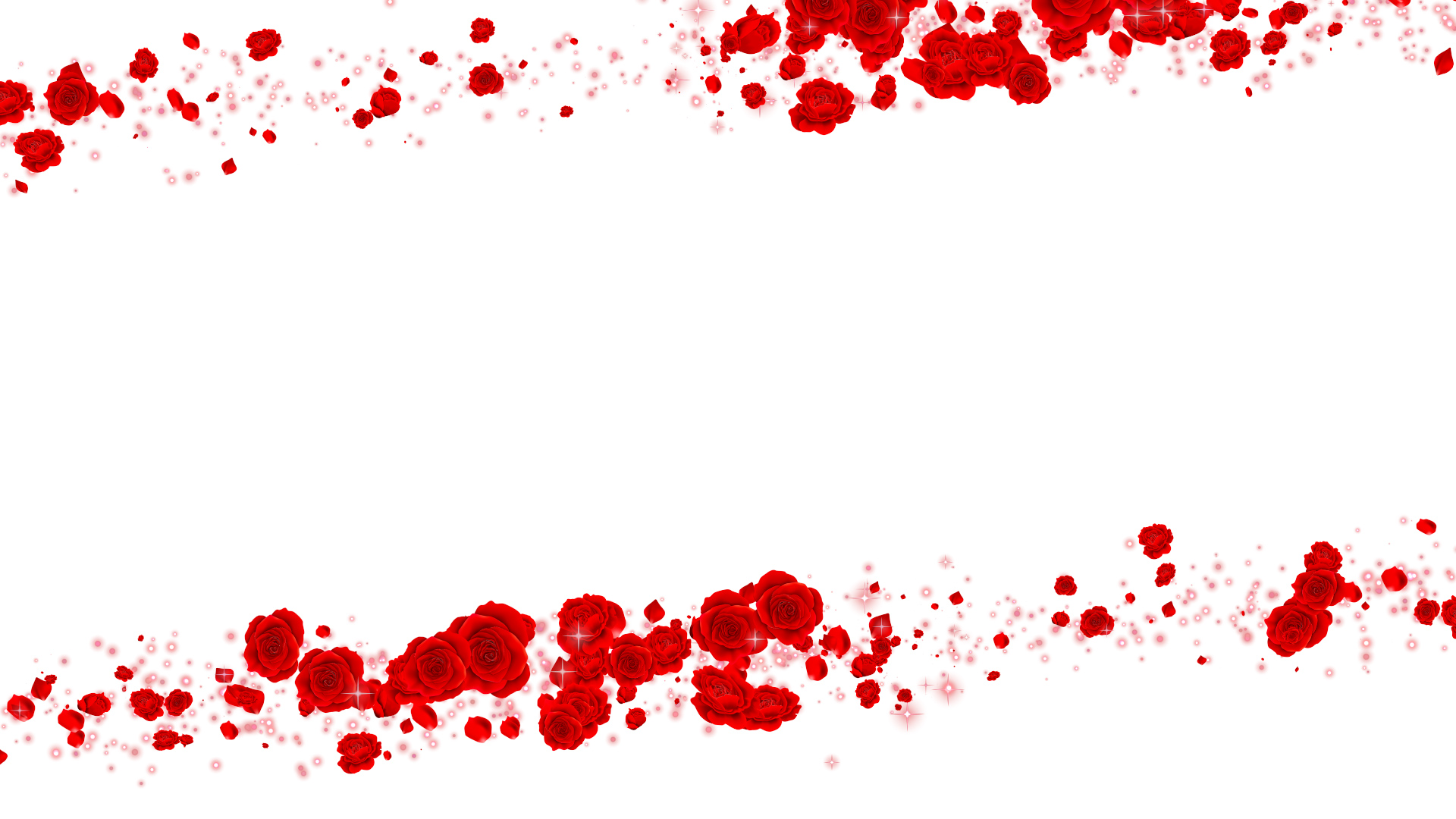 春のバラ（フレーム）-白い背景