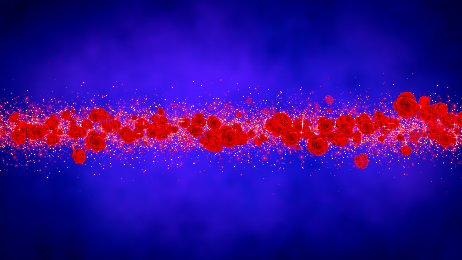 春のバラ タイトル用-青い背景に合成