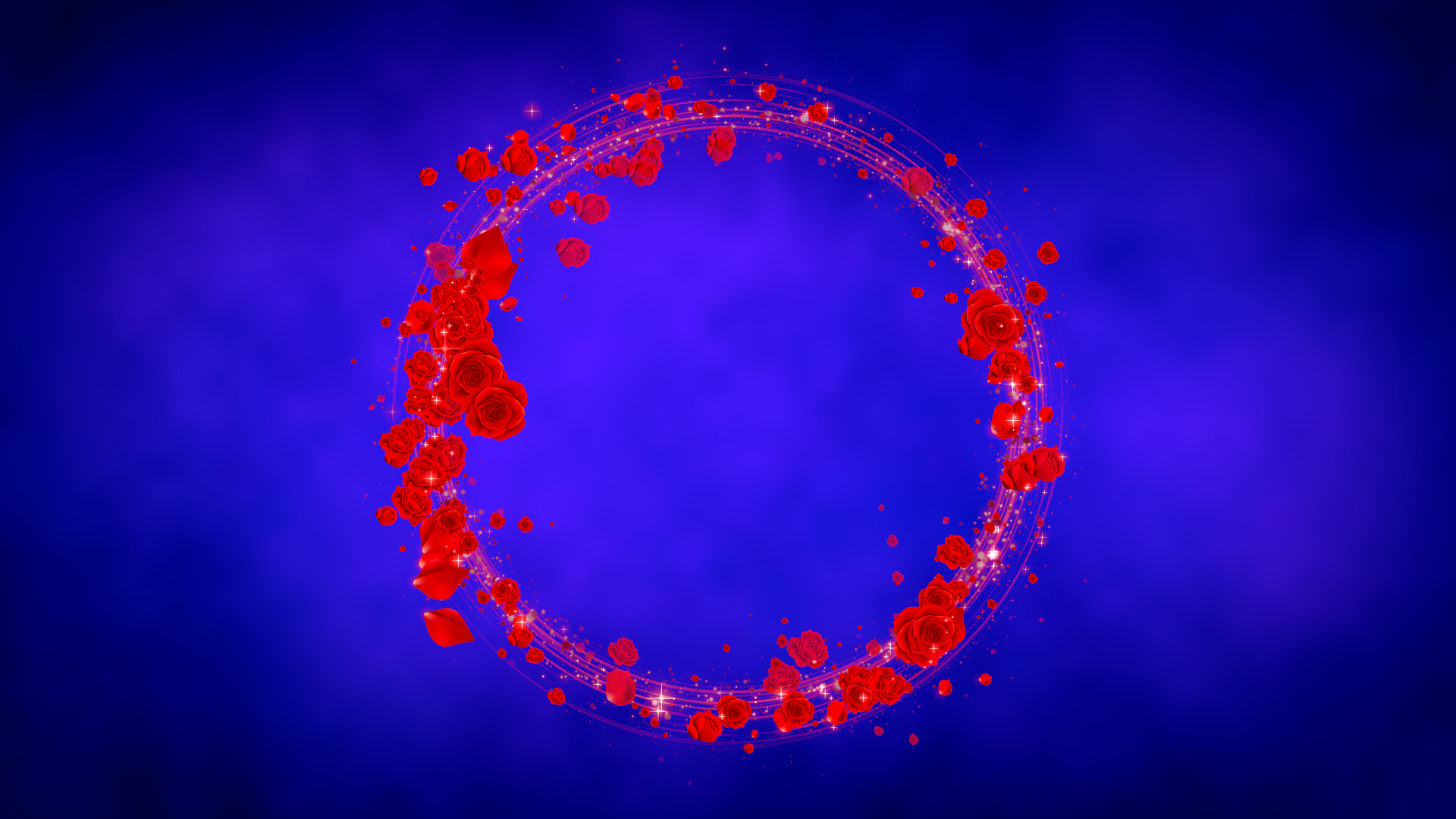 バラのリース（春）- 青い背景に合成