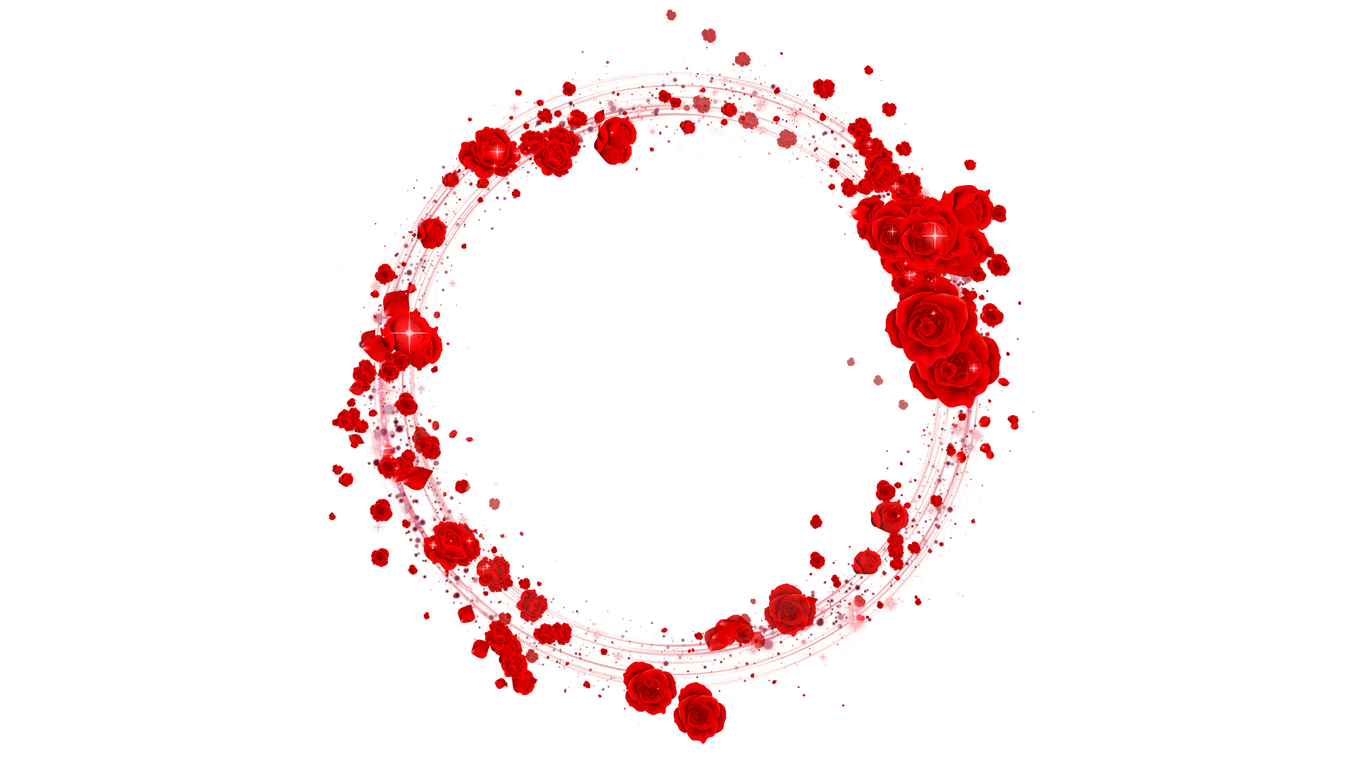 バラのリース（春）- 白い背景に合成