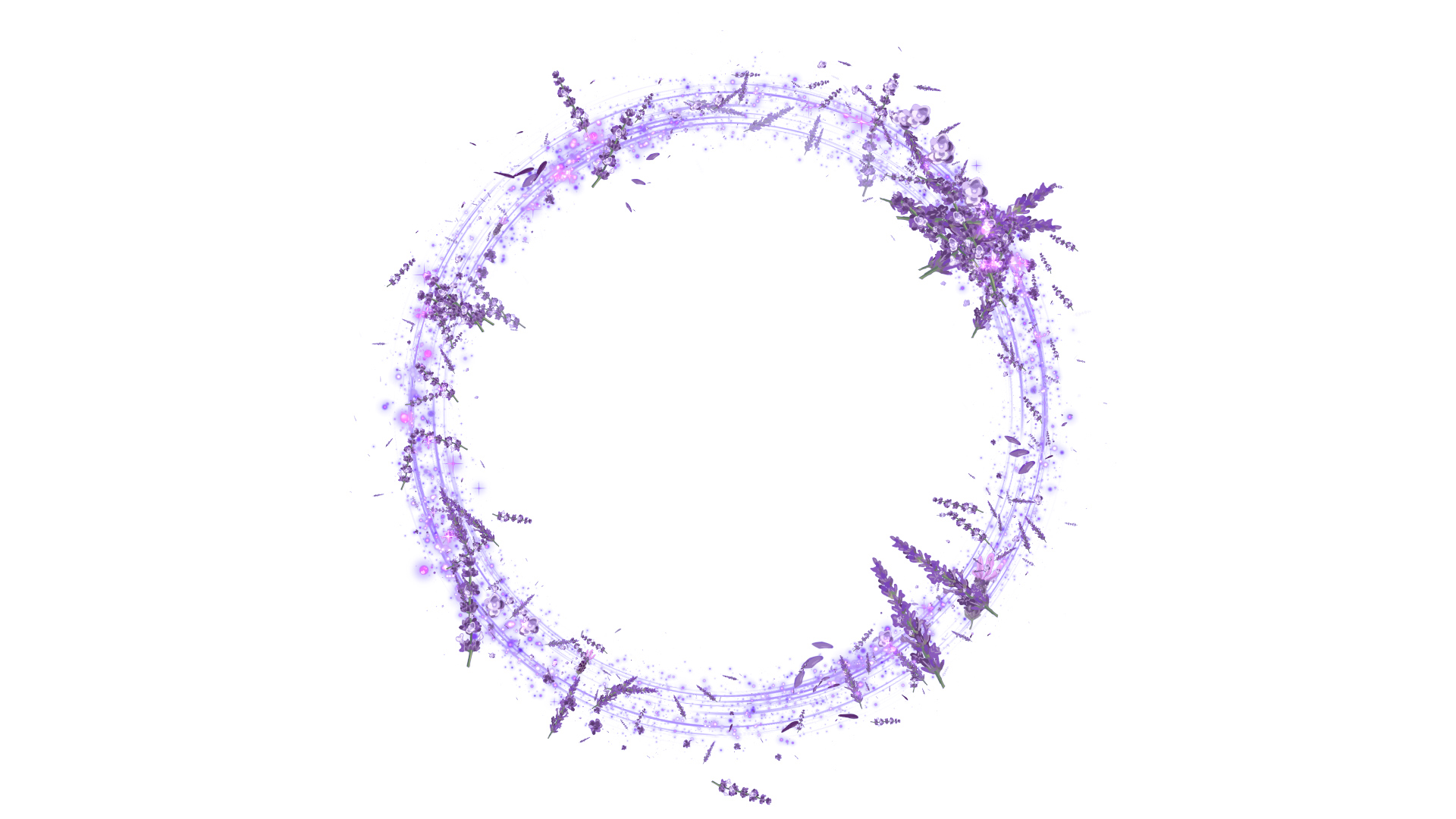 光る夏のラベンダーのリース-白バック