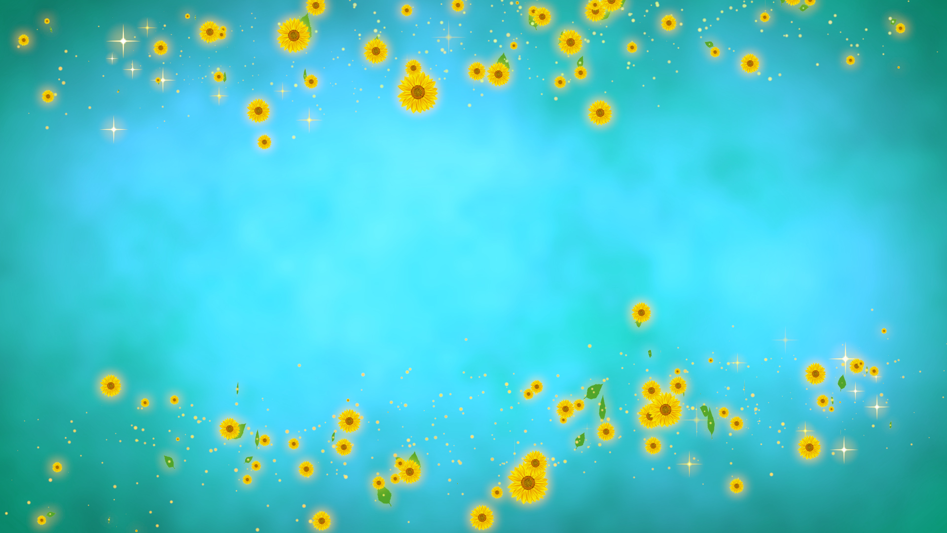 夏のひまわり（フレーム）-水色バック