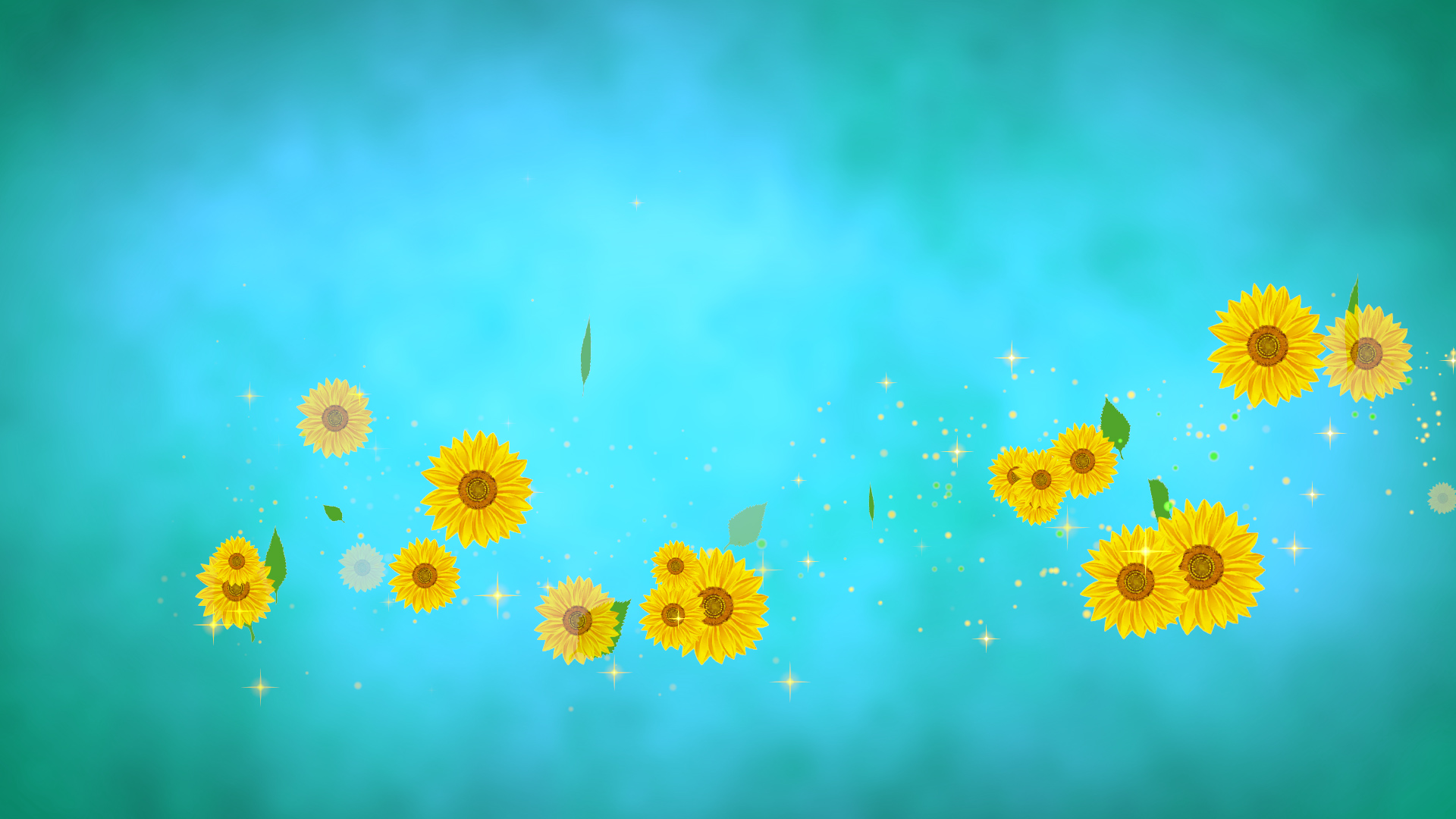 夏のひまわり（回転）-水色バック