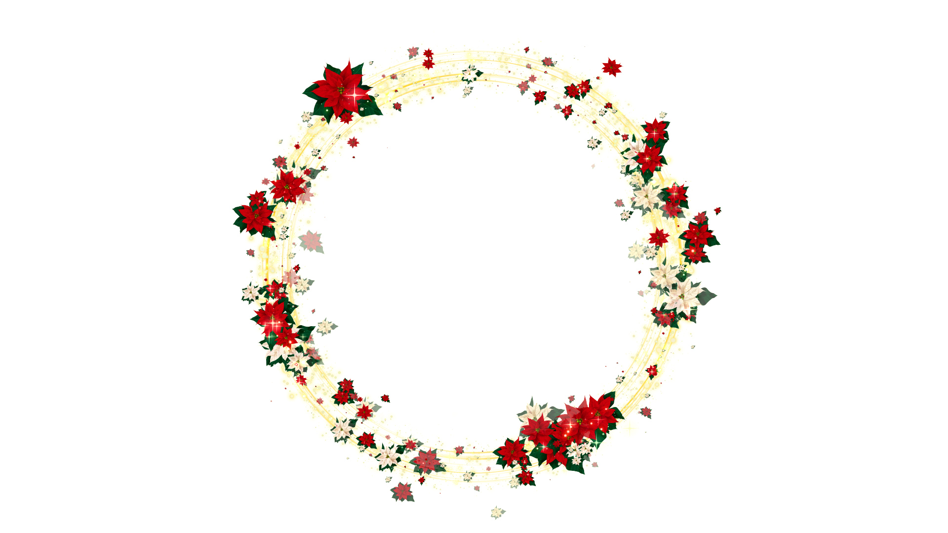 クリスマスリース ポインセチア-白バック